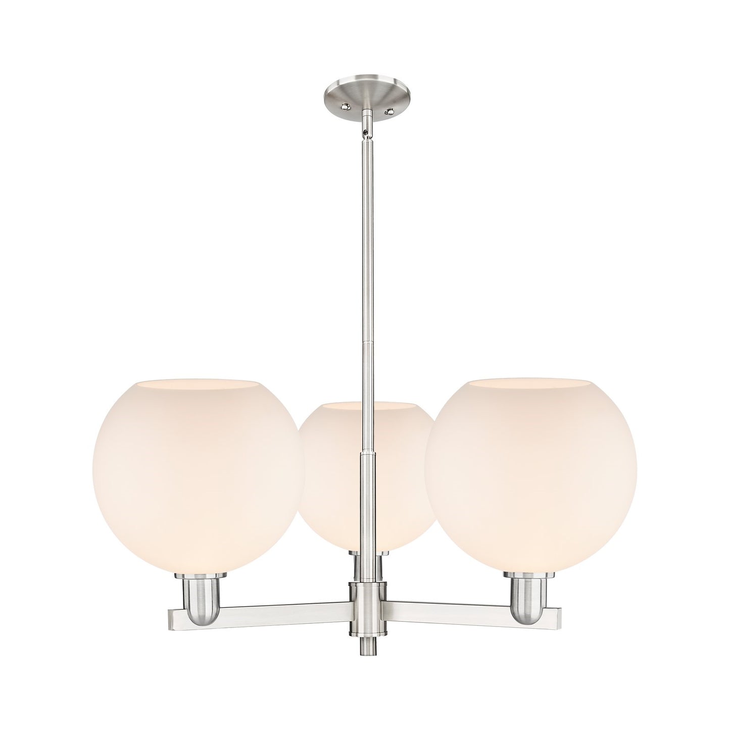Innovations Athens 32in 3-Light Pendant | Industrial Satin Nickel and Matte White Glass | Kitchen Island & Dining Room | 31.75 | Model 716-3CR-SN-G121-10