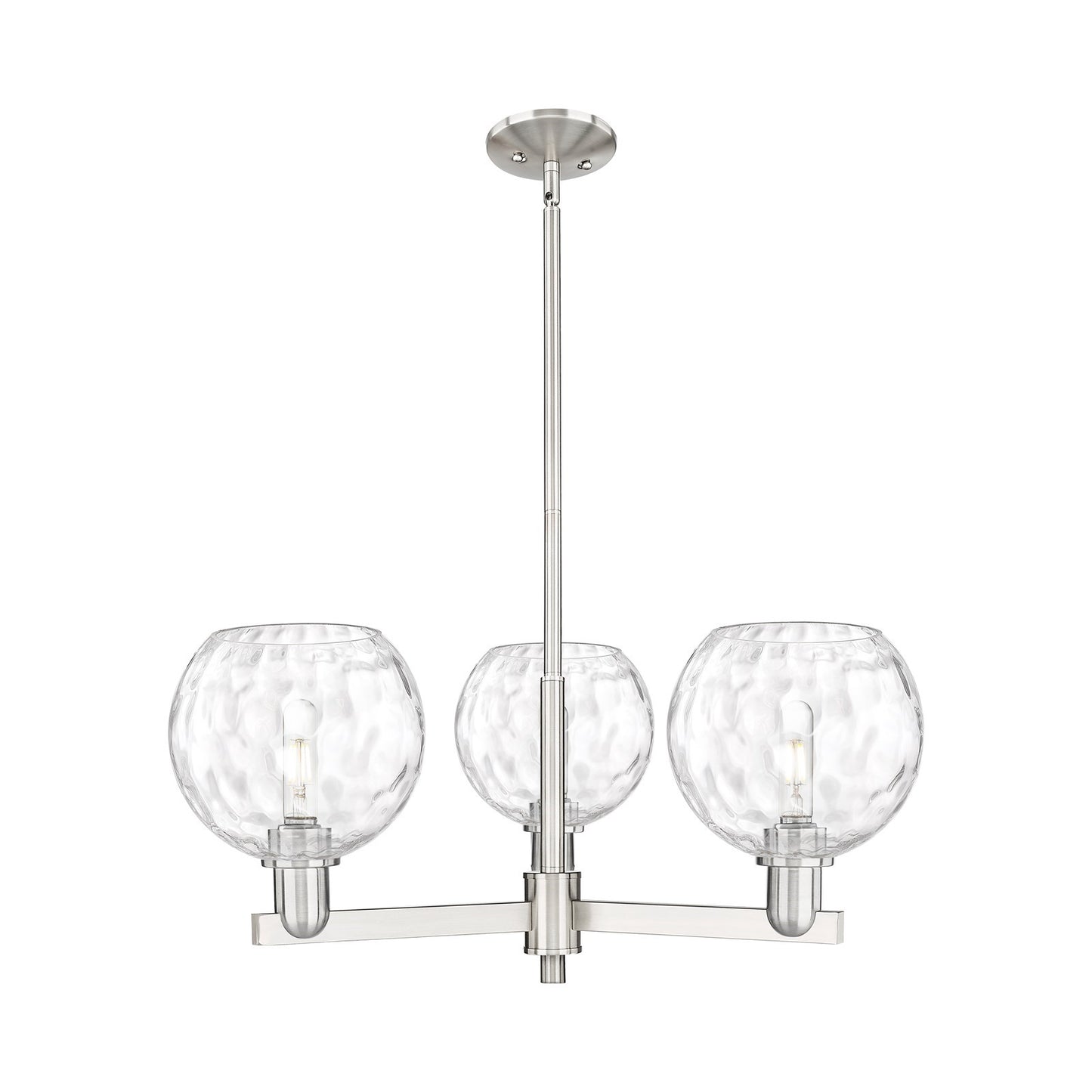 Innovations Athens Water Glass 30in 3-Light Pendant | Industrial Satin Nickel Steel and Clear Glass | Kitchen Island & Dining | Model 716-3CR-SN-G1215-8