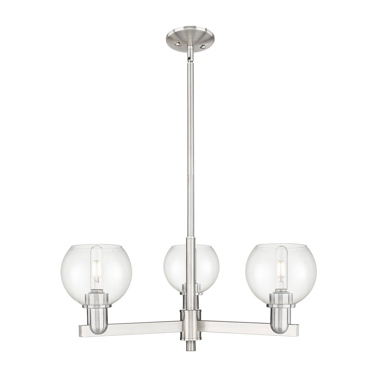 Innovations Athens 28in 3-Light Pendant | Industrial Satin Nickel Steel and Clear Glass | Kitchen Island & Dining Room | 27.62 x | Model 716-3CR-SN-G122-6
