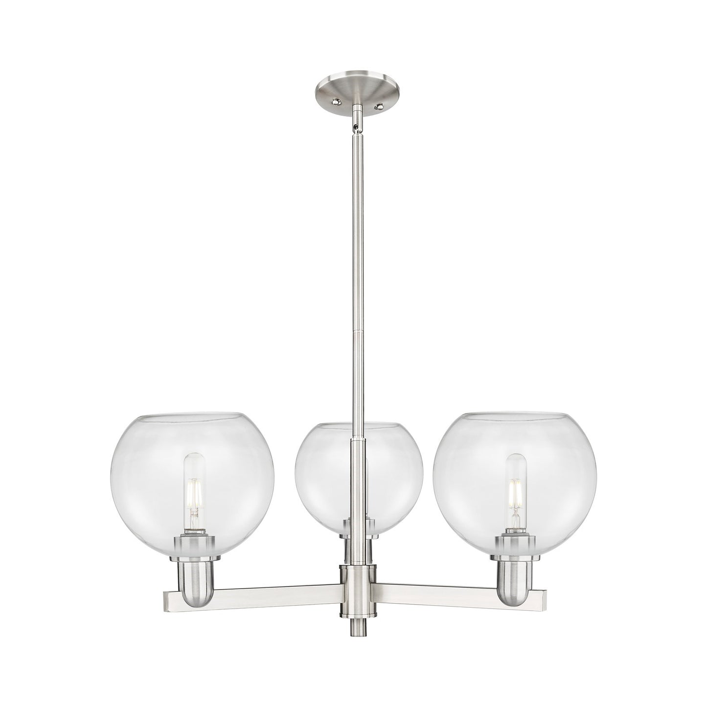 Innovations Athens 30in 3-Light Pendant | Industrial Satin Nickel Steel and Clear Glass | Kitchen Island & Dining Room | 29.75 x | Model 716-3CR-SN-G122-8