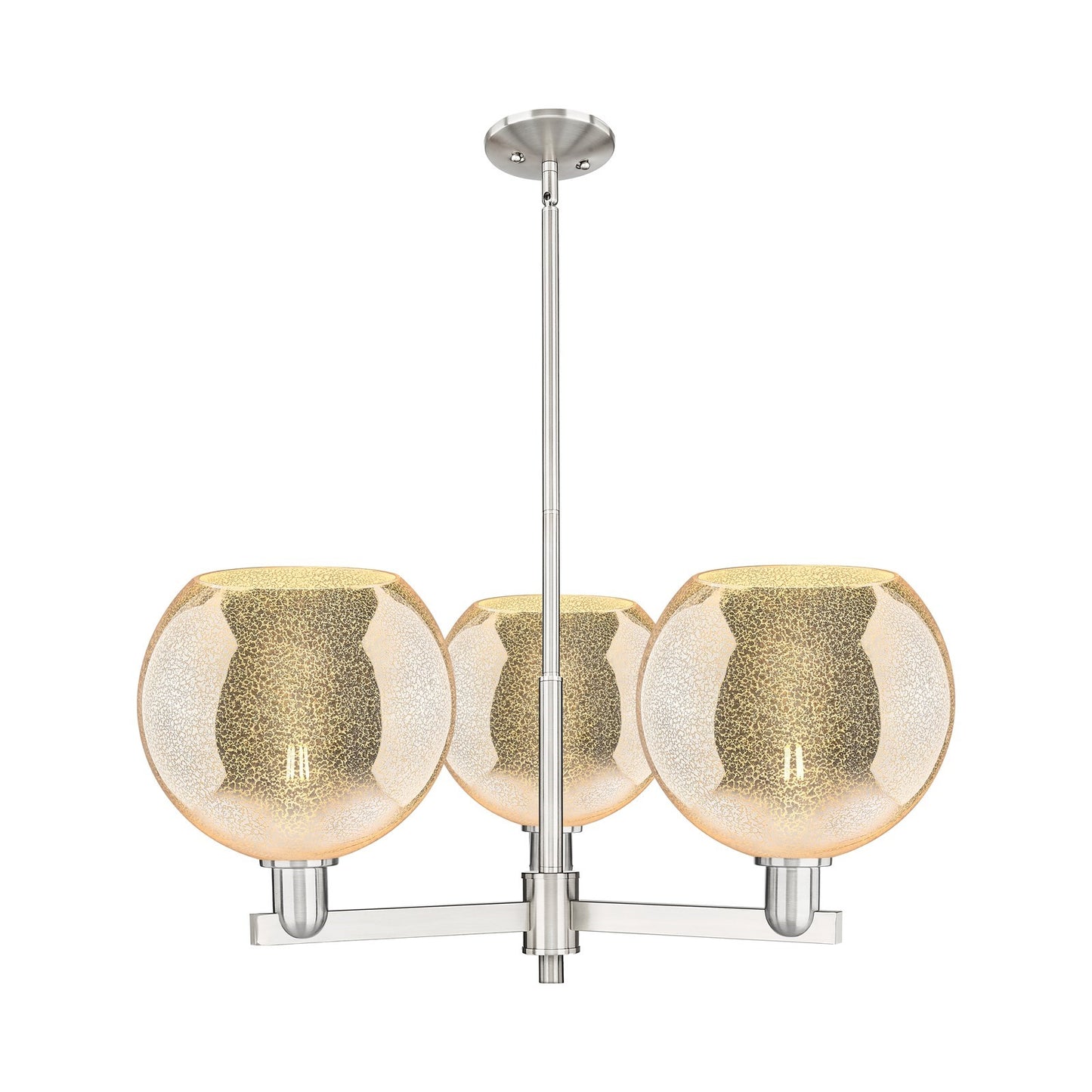 Innovations Athens 32in 3-Light Pendant | Industrial Satin Nickel Steel and Mercury Glass | Kitchen Island & Dining Room | Model 716-3CR-SN-G128-10
