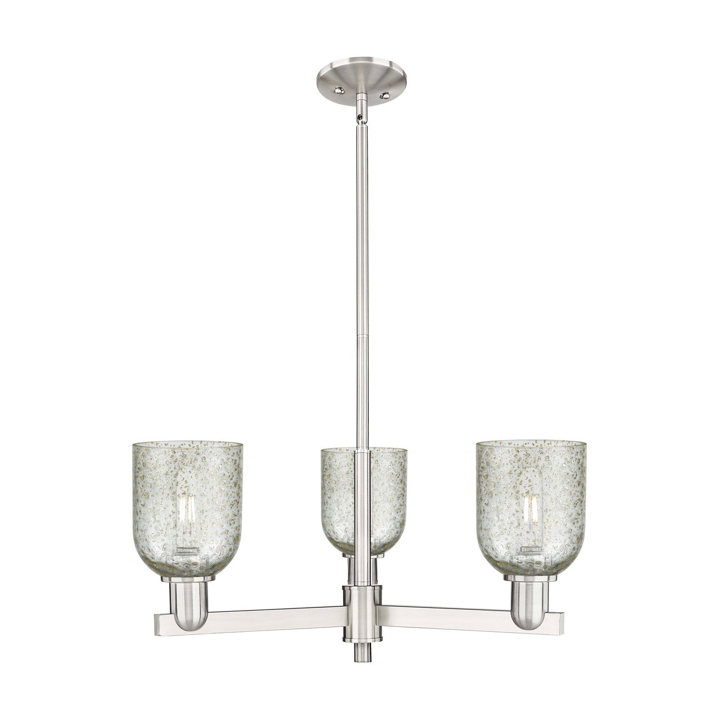 Innovations Caledonia 27in 3-Light Pendant | Industrial Satin Nickel and Mica Glass | Kitchen Island & Dining Room | 26.75 x 26.75 | Model 716-3CR-SN-G259