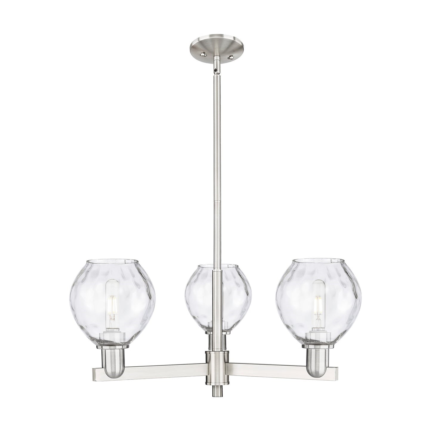 Innovations Waverly 28in 3-Light Pendant | Industrial Satin Nickel Steel and Clear Glass | Kitchen Island & Dining Room | 27.75 x | Model 716-3CR-SN-G362