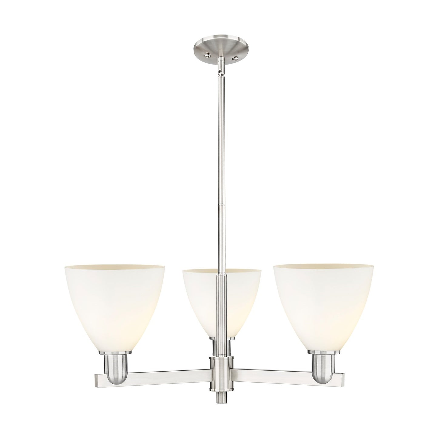 Innovations Bristol 29in 3-Light Pendant | Industrial Satin Nickel Steel and Matte White Glass | Kitchen Island & Dining Room | Model 716-3CR-SN-GBD-751
