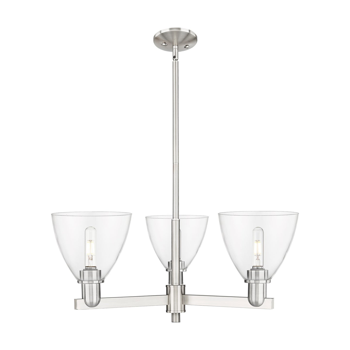 Innovations Bristol 29in 3-Light Pendant | Industrial Satin Nickel Steel and Clear Glass | Kitchen Island & Dining Room | 29.25 | Model 716-3CR-SN-GBD-752