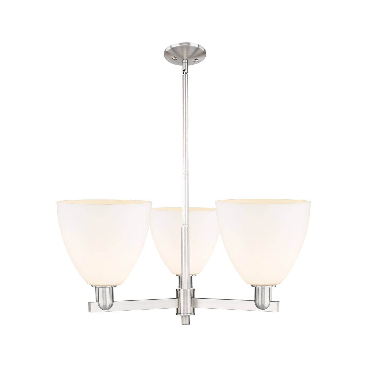 Innovations Bristol 31in 3-Light Pendant | Industrial Satin Nickel Steel and Matte White Glass | Kitchen Island & Dining Room | Model 716-3CR-SN-GBD-91