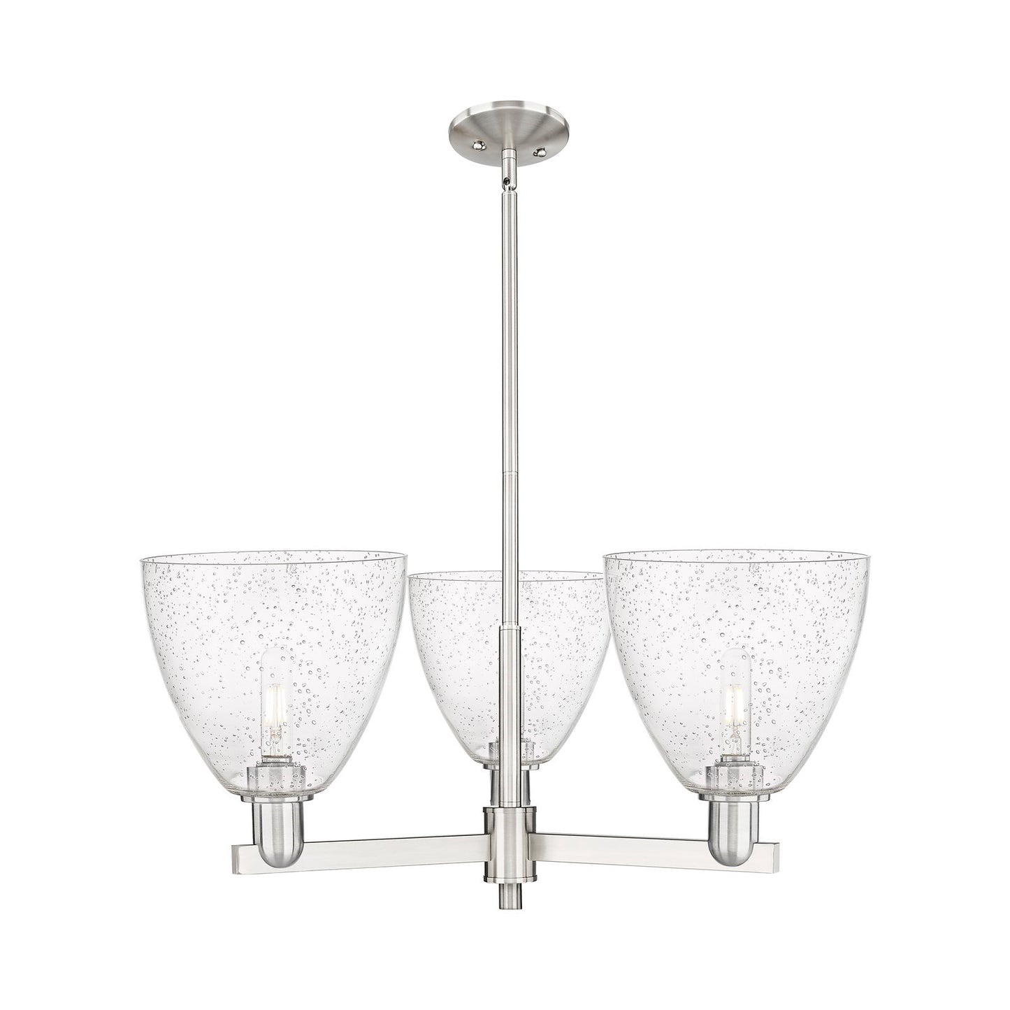 Innovations Bristol 31in 3-Light Pendant | Industrial Satin Nickel Steel and Seedy Glass | Kitchen Island & Dining Room | 30.75 | Model 716-3CR-SN-GBD-94
