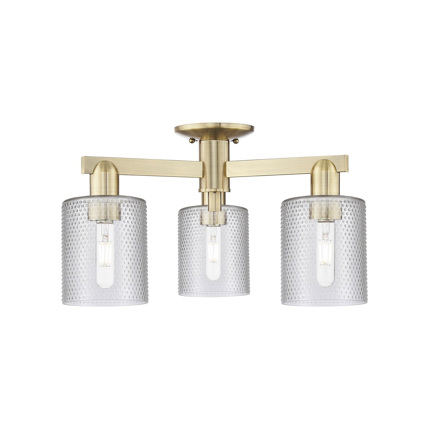 Innovations Cobbleskill 23in 3-Light Semi-Flush Mount | Industrial Antique Brass Steel and Clear Glass | Kitchen & Hallway | 22.5 x | Model 716-3F-AB-G112