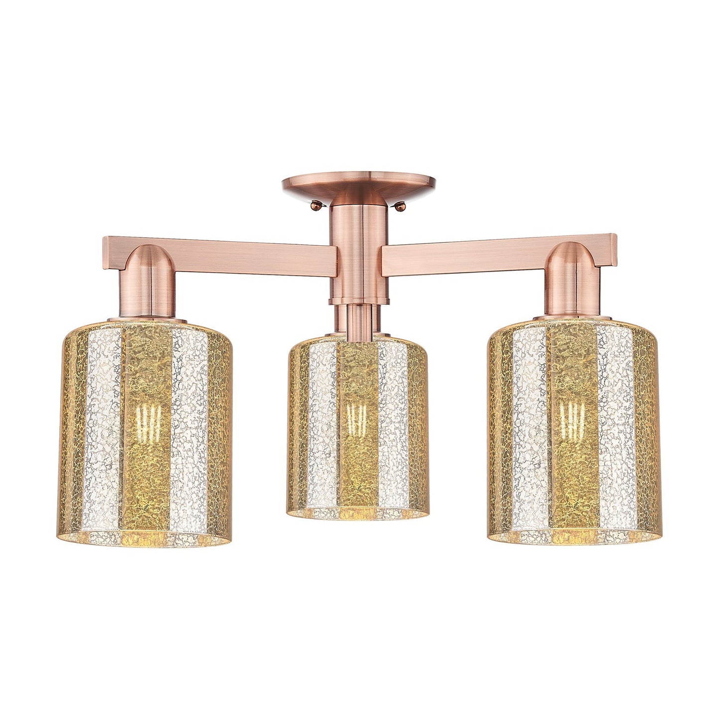Innovations Cobbleskill 22.5in 3-Light Semi-Flush Mount | Industrial Antique Copper and Mercury Glass | Entryway & Hallway | 22.5 x | Model 716-3F-AC-G116