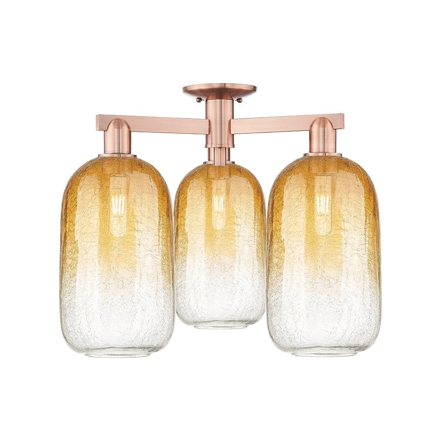 Innovations Brookhaven Cloche 3Lt 25" Semi-Flush, CP/AM - 716-3F-AC-G482-7AM