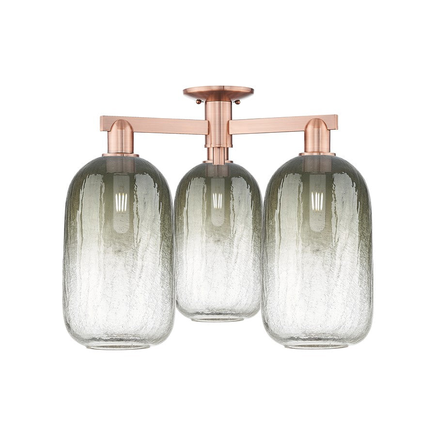 Innovations Brookhaven Cloche 3Lt 25" Semi-Flush, CP/Slate - 716-3F-AC-G482-7SL