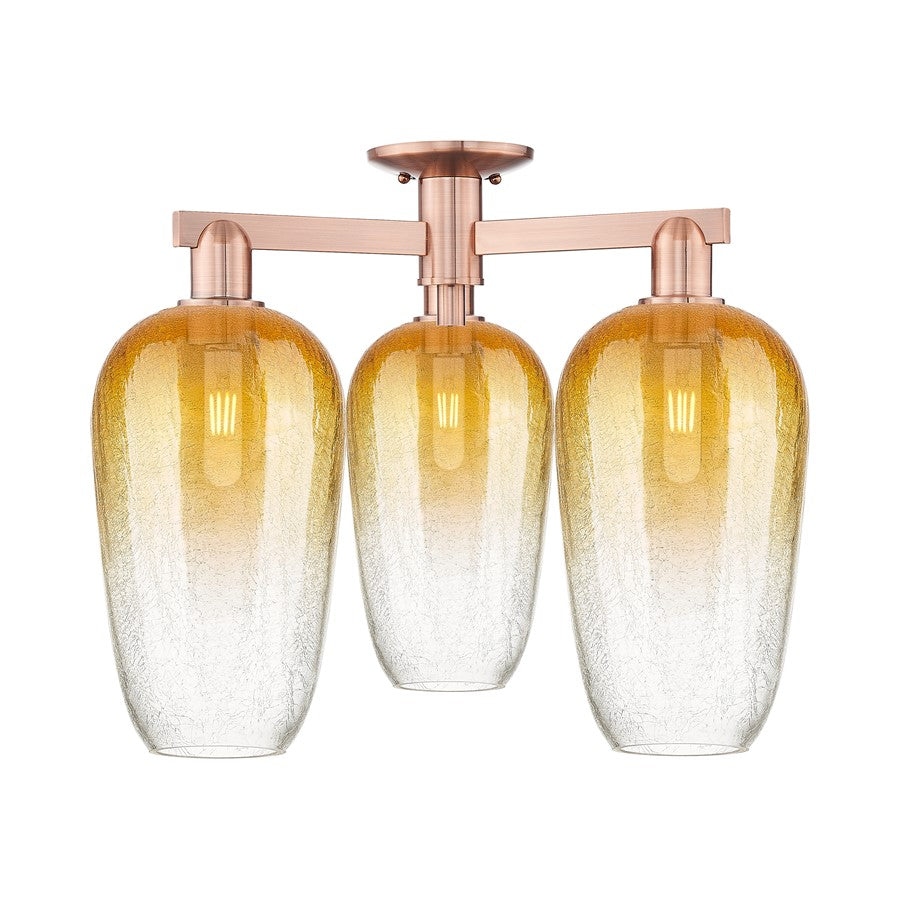 Innovations Brookhaven Flute 3Lt 25" Semi-Flush, CP/AM - 716-3F-AC-G484-7AM