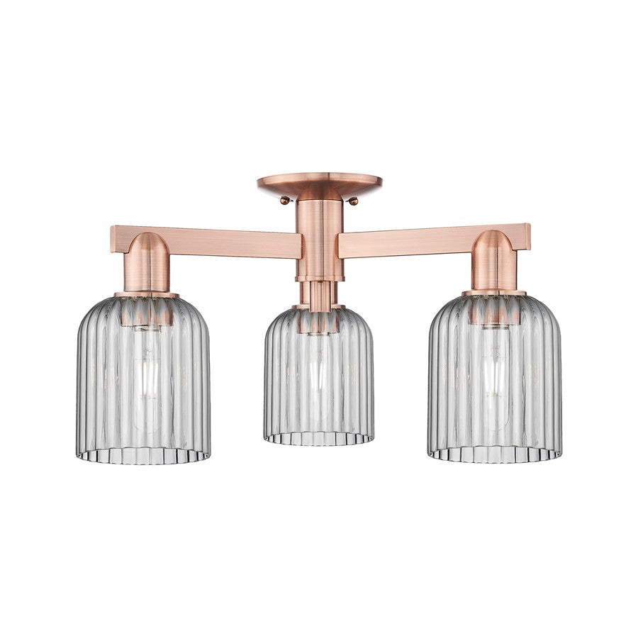 Innovations Bridal Veil 3Lt 23" Semi-Flush, Copper/Smoke - 716-3F-AC-G559-5SM
