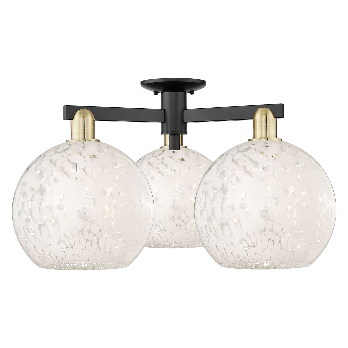 Innovations Lighting Arcadia 28in 3-Light Semi-Flush Mount | Industrial Black Antique Brass and White Glass | Kitchen & | Model 716-3F-BAB-G1216-10WM