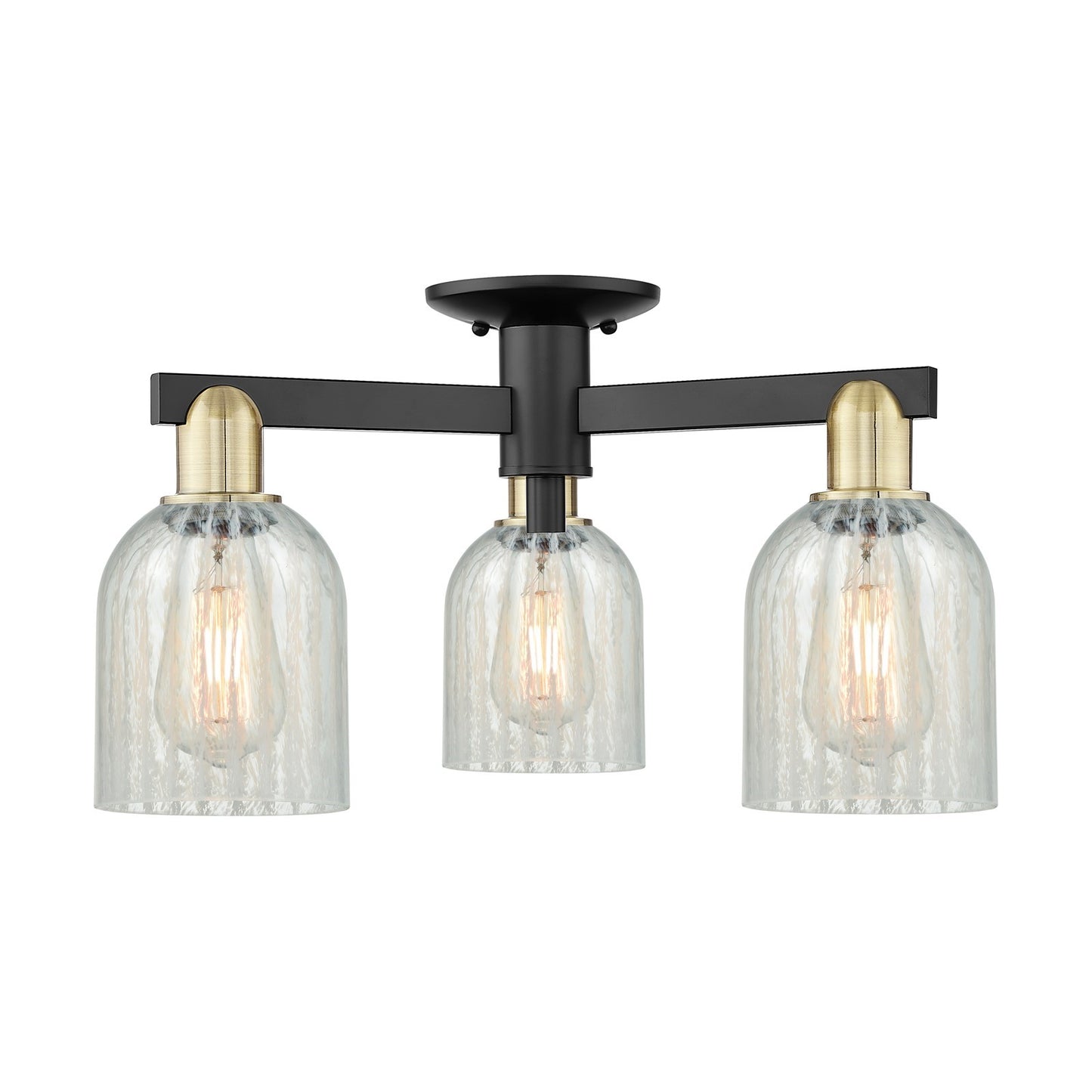 Innovations Caledonia 23in 3-Light Semi-Flush Mount | Industrial Black Antique Brass and Mouchette Glass | Entryway & Hallway | Model 716-3F-BAB-G2511