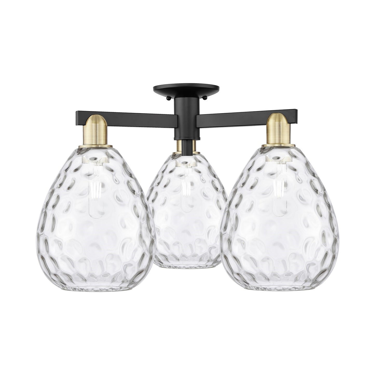 Innovations Waverly 26in 3-Light Semi-Flush Mount | Industrial Black Antique Brass and Clear Glass | Kitchen & Hallway | 25.5 x | Model 716-3F-BAB-G372