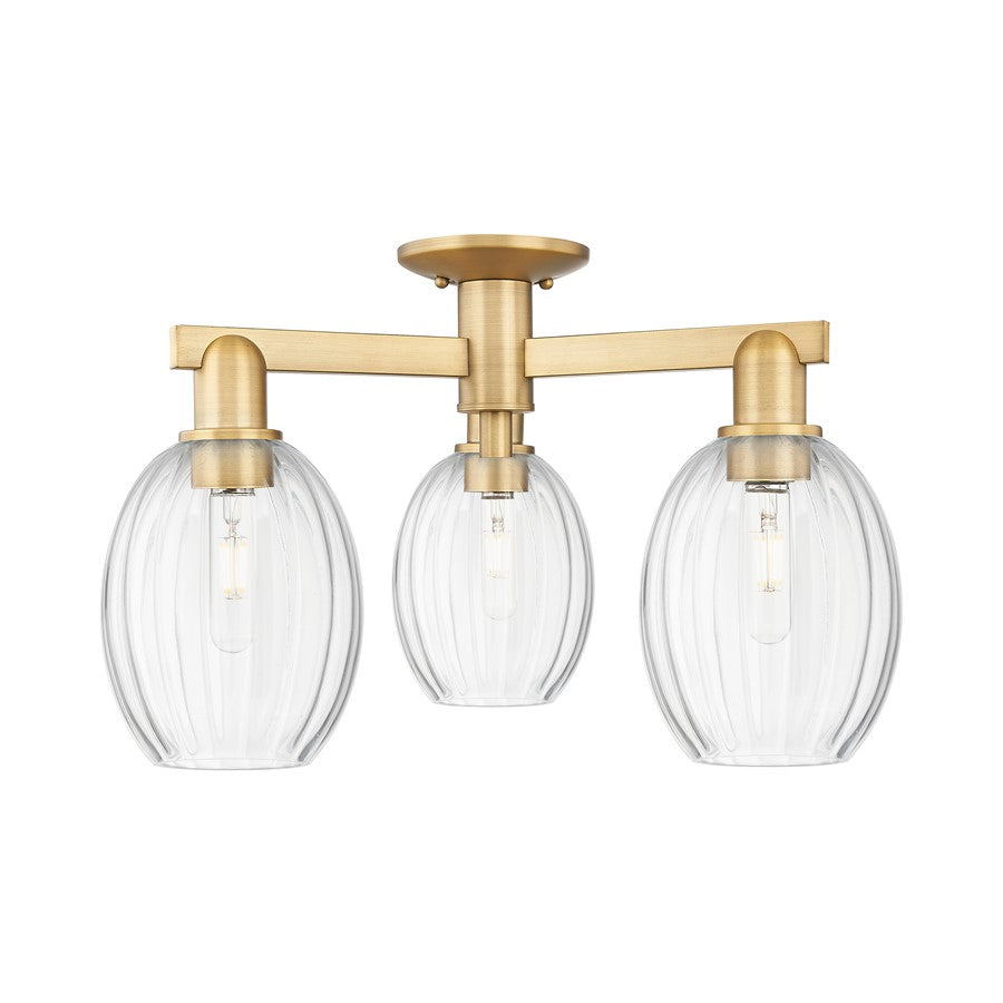 Innovations Preston 3Lt 24" Bulb Semi-Flush, BB/Clear - 716-3F-BB-G459-6CL