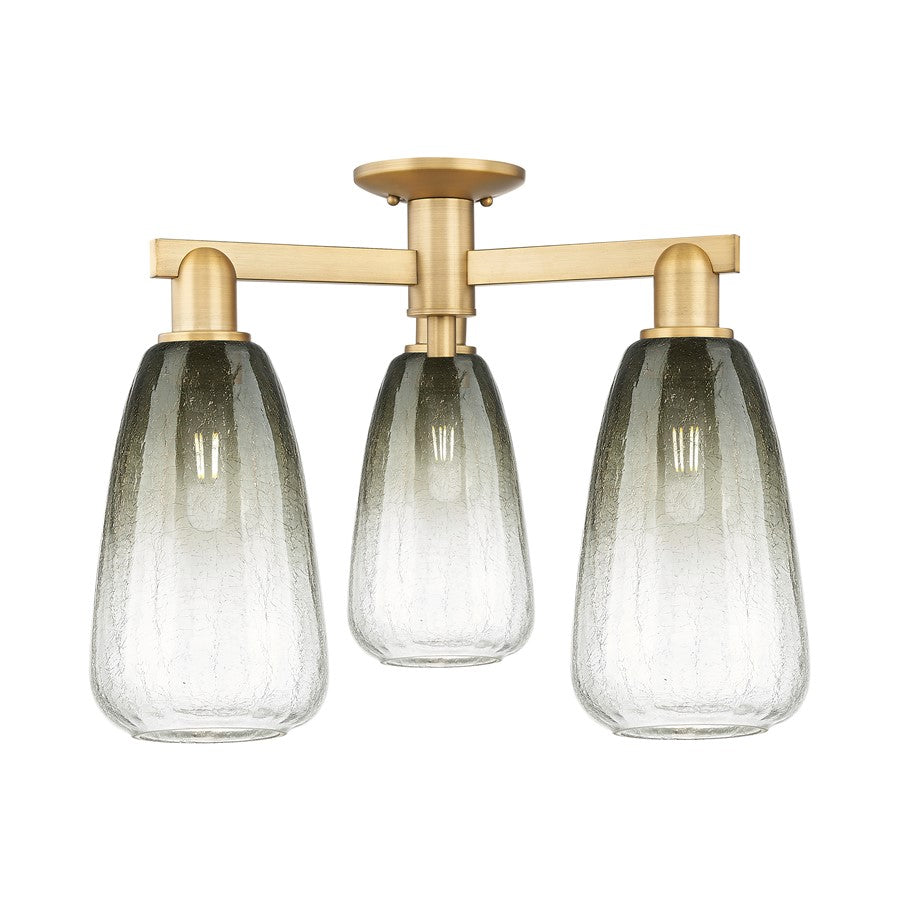 Innovations Brookhaven Almond 3Lt 24" Semi-Flush, BB/Slate - 716-3F-BB-G480-6SL