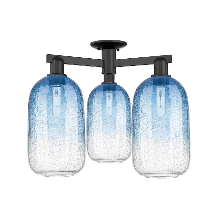 Innovations Brookhaven Cloche 3Lt 25" Semi-Flush, Black/SB - 716-3F-BK-G482-7SB