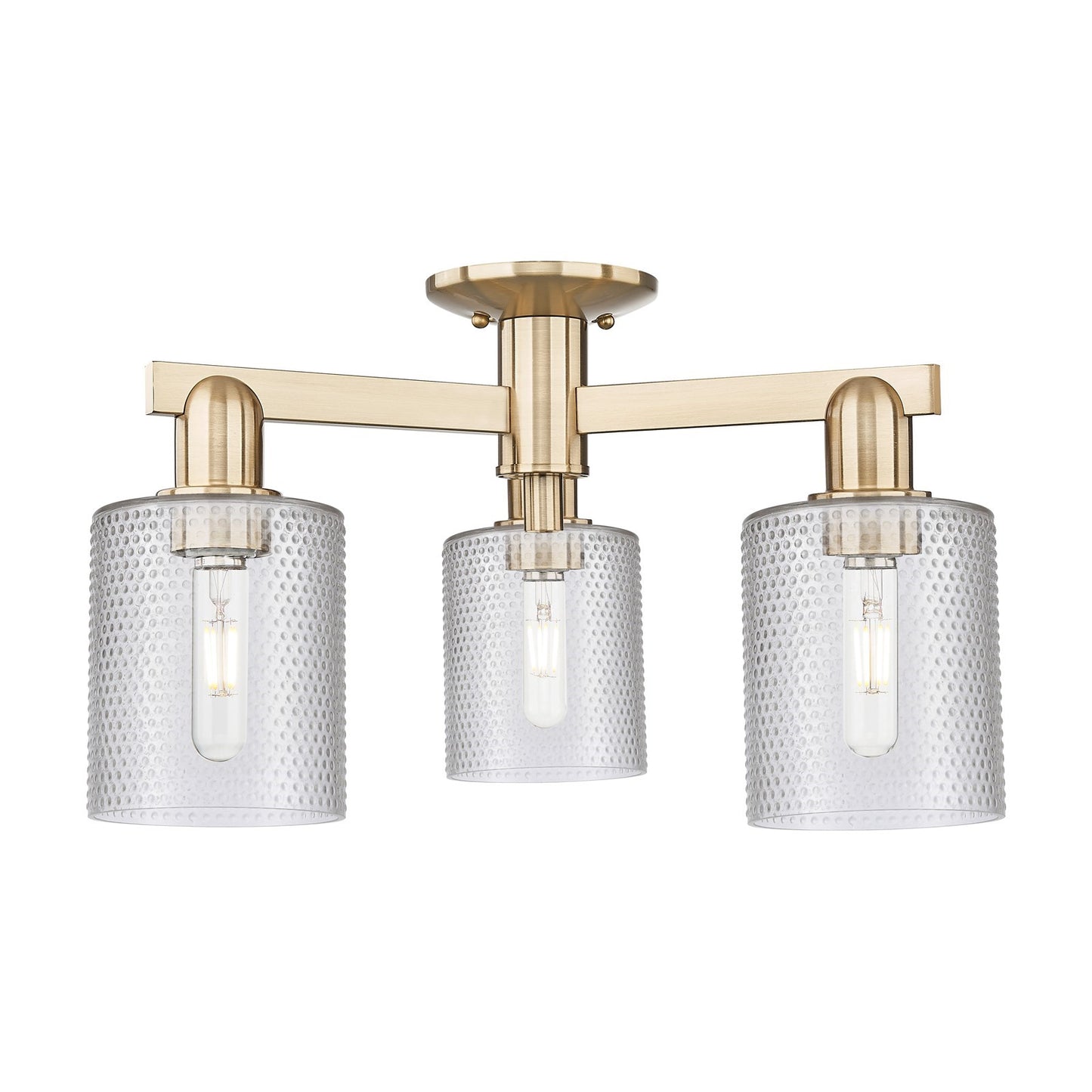 Innovations Cobbleskill 23in 3-Light Semi-Flush Mount | Industrial Champagne Bronze Steel and Clear Glass | Entryway & Hallway | Model 716-3F-CB-G112
