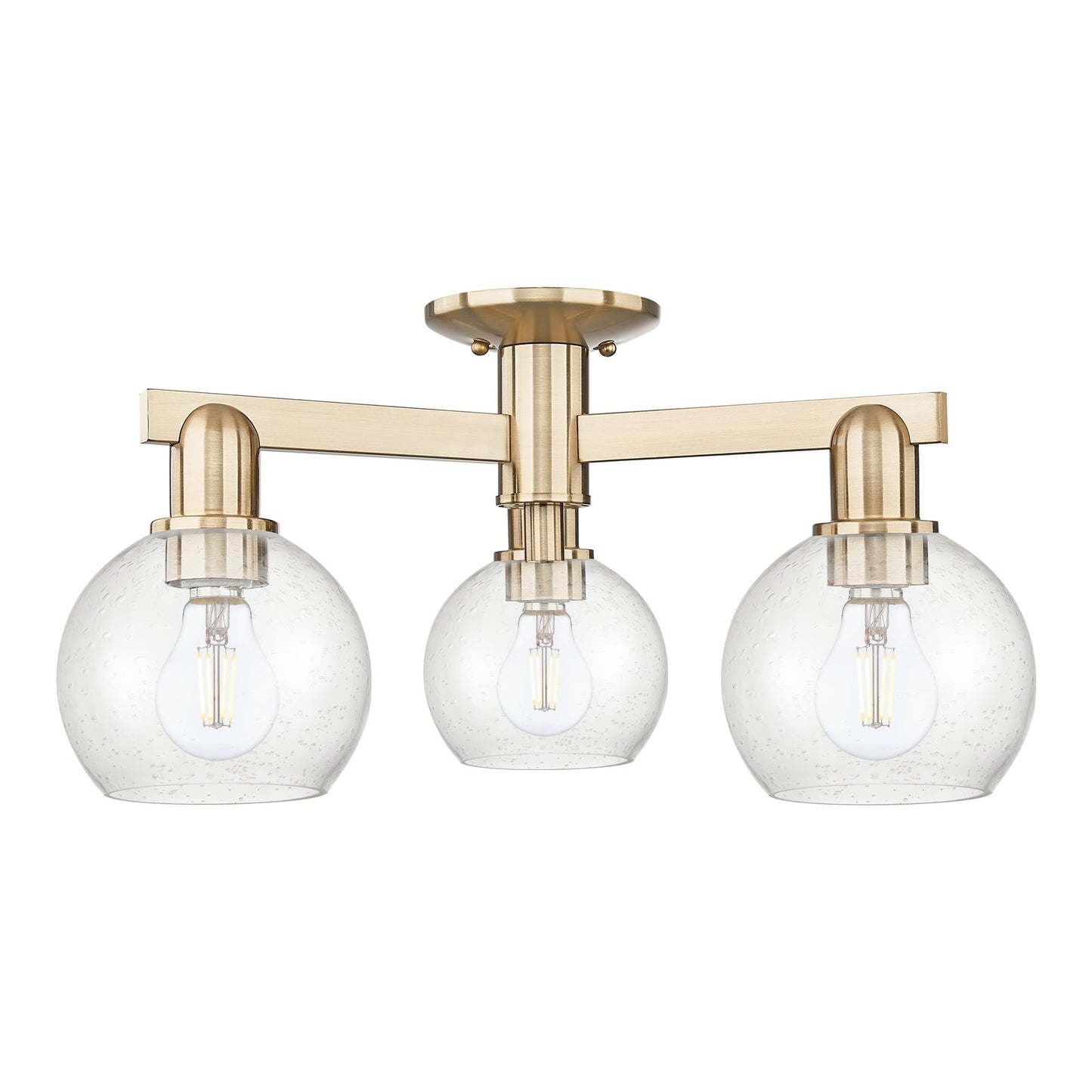 Innovations Athens 23in 3-Light Semi-Flush Mount | Industrial Champagne Bronze Steel and Seedy Glass | Kitchen & Entryway | 23.38 | Model 716-3F-CB-G124-6