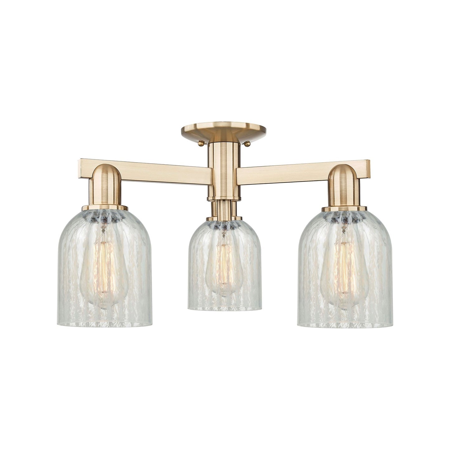 Innovations Caledonia 23in 3-Light Semi-Flush Mount | Industrial Champagne Bronze Steel and Mouchette Glass | Kitchen & Hallway | Model 716-3F-CB-G2511
