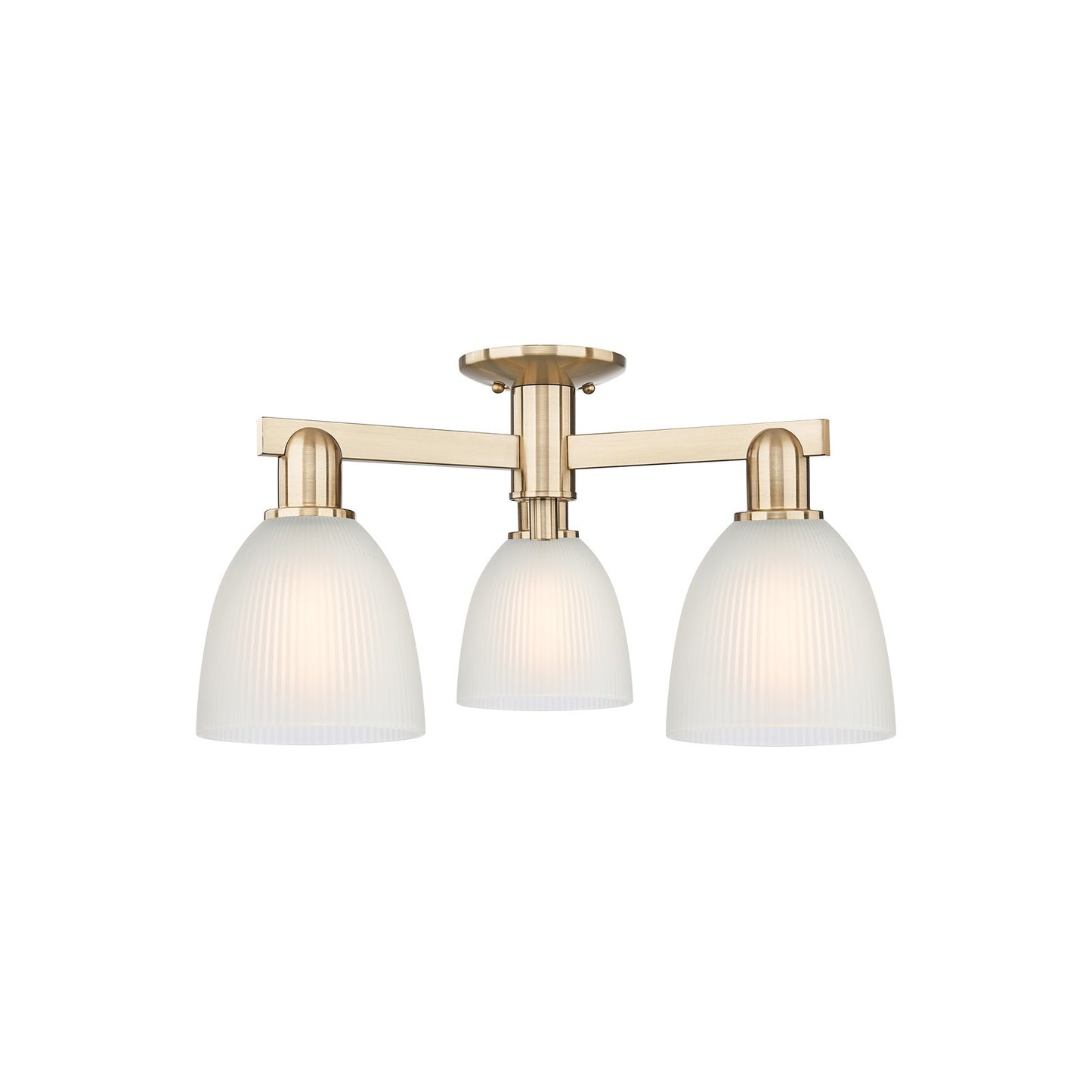 Innovations Castile 24in 3-Light Semi-Flush Mount | Industrial Champagne Bronze Steel and White Glass | Kitchen & Hallway | 23.5 x | Model 716-3F-CB-G381
