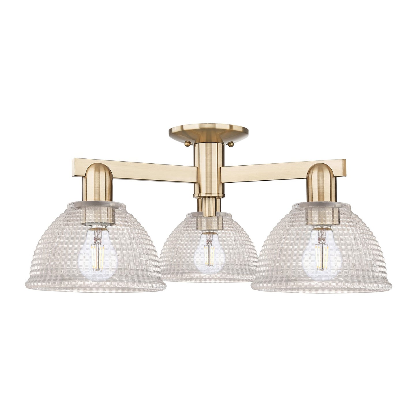 Innovations Arietta 26in 3-Light Semi-Flush Mount | Industrial Champagne Bronze Steel and Clear Glass | Entryway & Hallway | 25.5 x | Model 716-3F-CB-G422