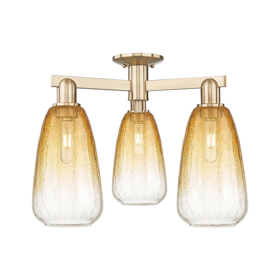 Innovations Brookhaven Almond 3Lt 24" Semi-Flush, CBZ/Amber - 716-3F-CB-G480-6AM