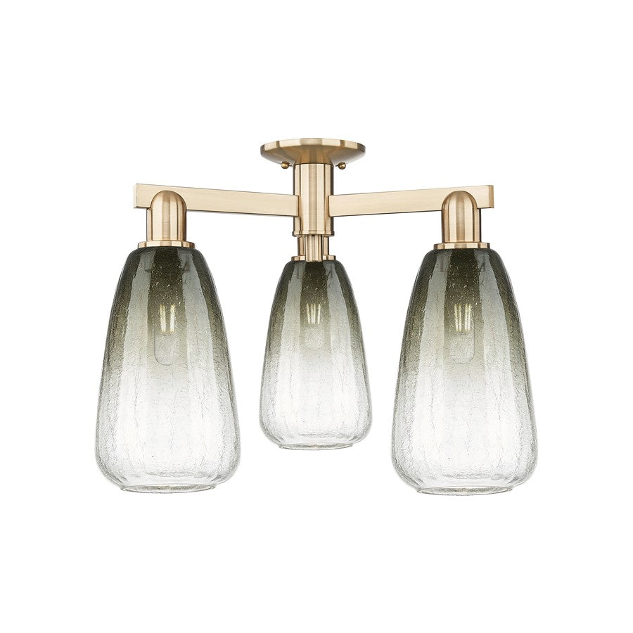 Innovations Brookhaven Almond 3Lt 24" Semi-Flush, CBZ/Slate - 716-3F-CB-G480-6SL