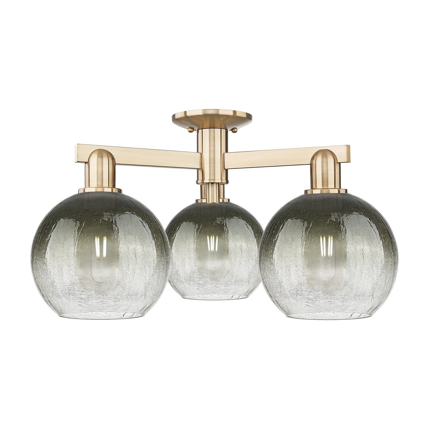 Innovations Brookhaven Globe 25in 3-Light Semi-Flush Mount | Industrial Champagne Bronze Steel and Slate Glass | Entryway & | Model 716-3F-CB-G483-8SL