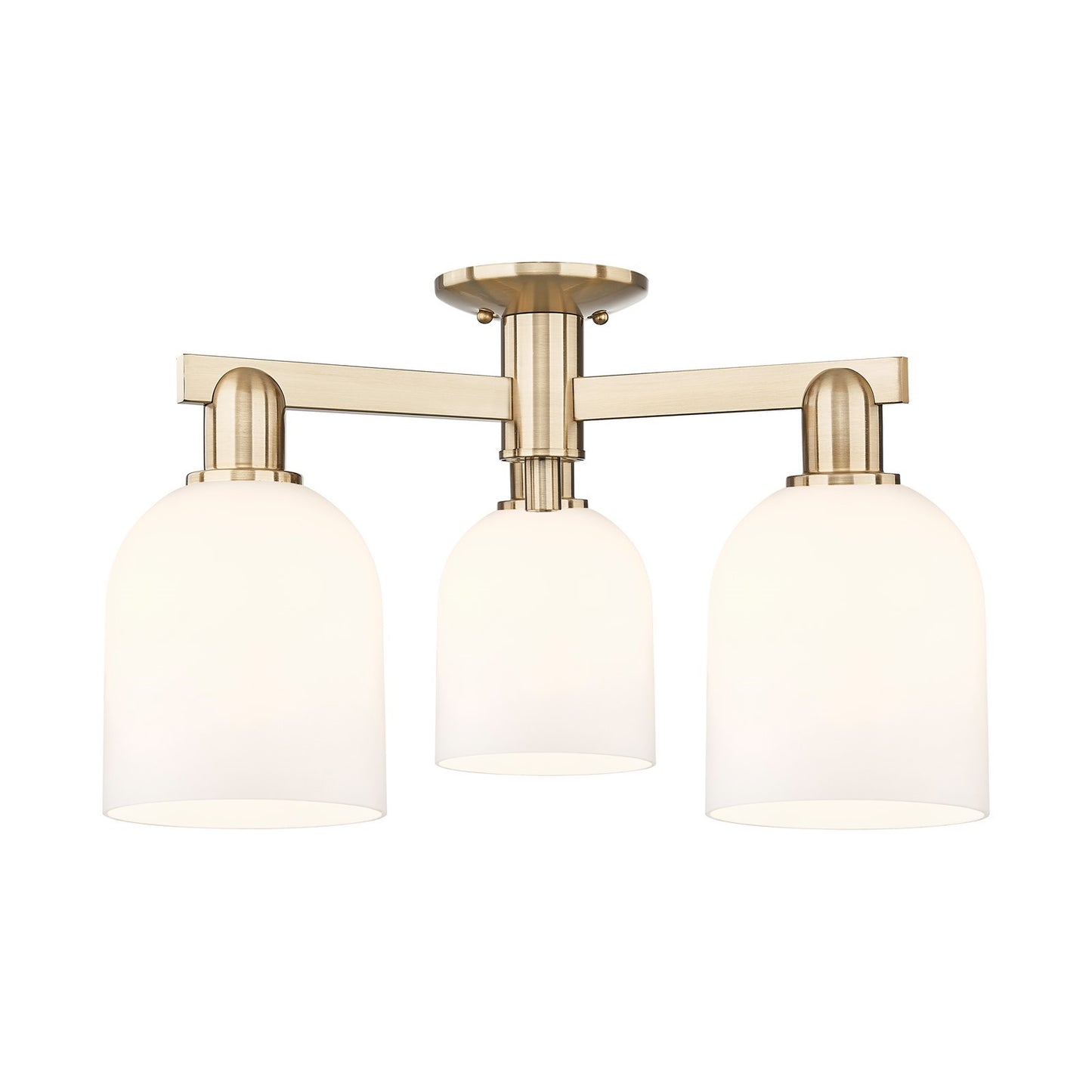 Innovations Bella 23in 3-Light Semi-Flush Mount | Industrial Champagne Bronze Steel and White Glass | Entryway & Hallway | 23 | Model 716-3F-CB-G558-6GWH