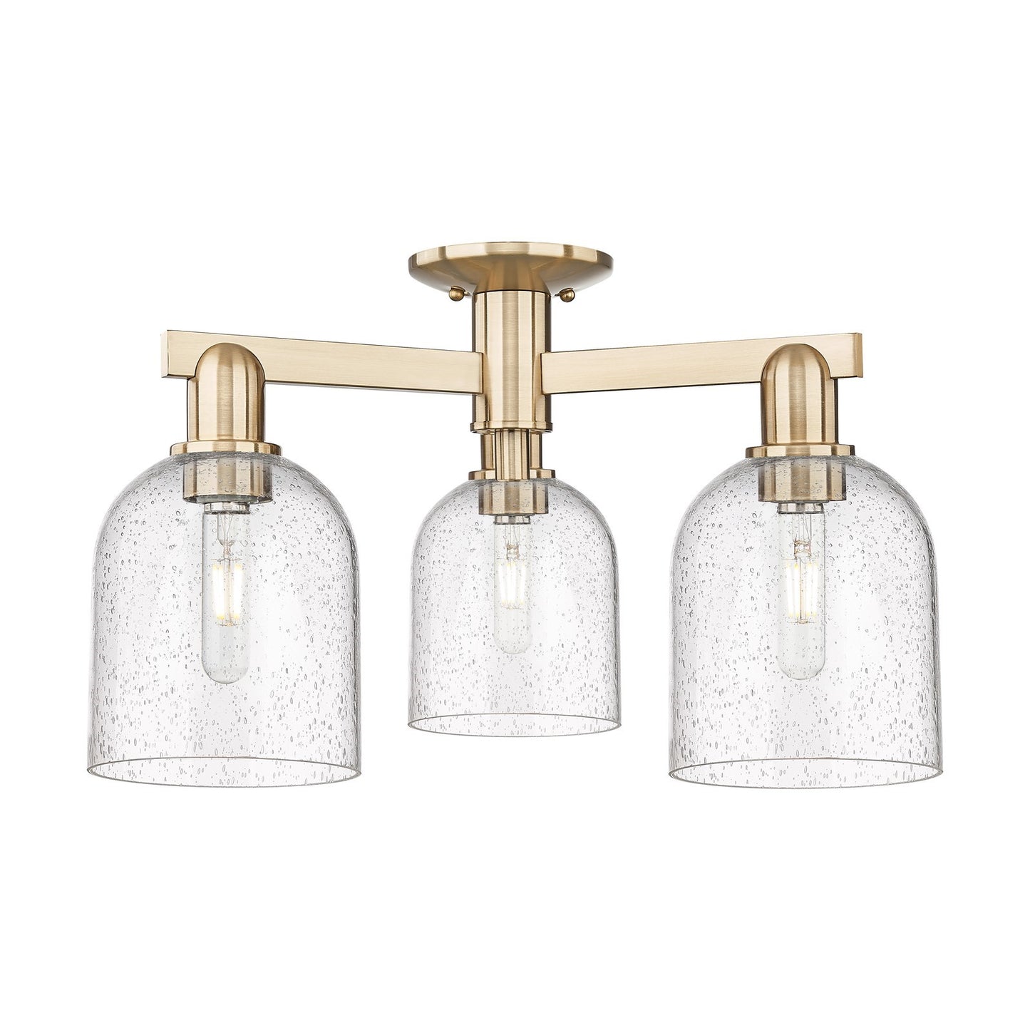 Innovations Bella 23in 3-Light Semi-Flush Mount | Industrial Champagne Bronze Steel and Seedy Glass | Living Room & Dining | Model 716-3F-CB-G558-6SDY