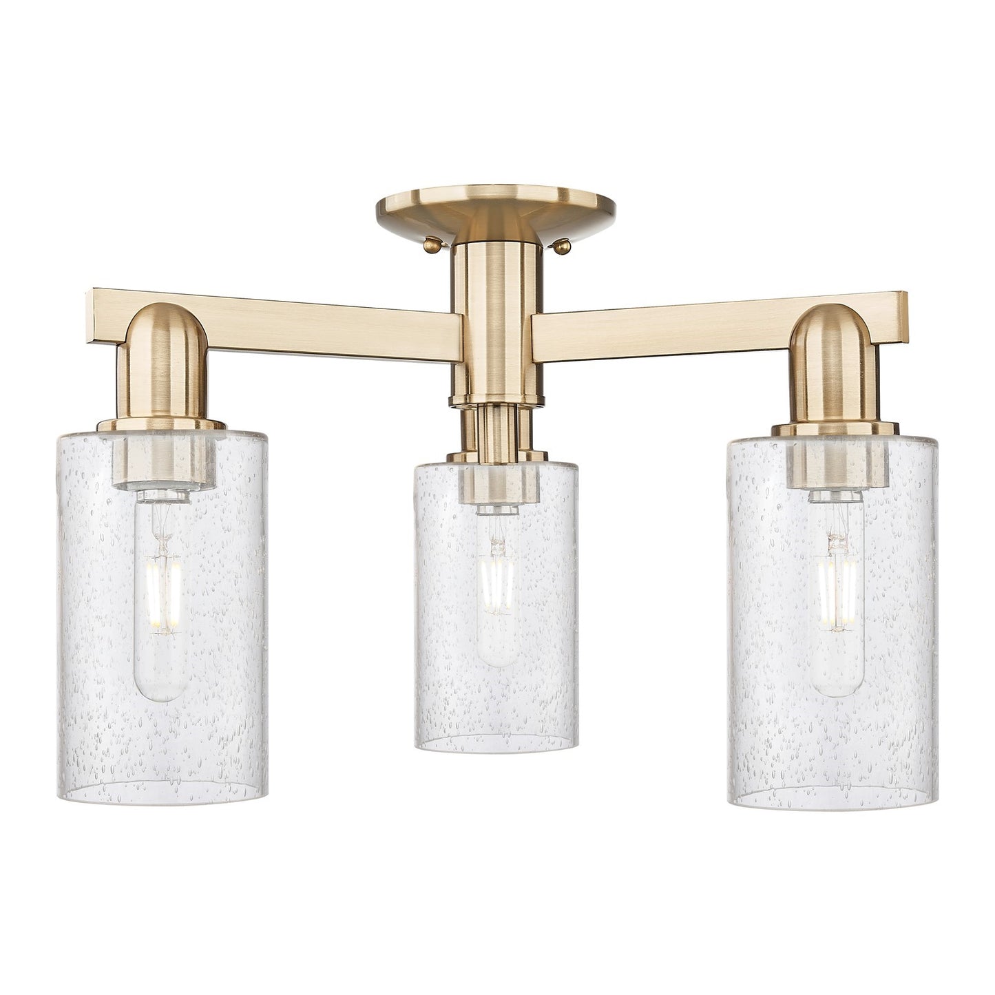 Innovations Clymer 21in 3-Light Semi-Flush Mount | Industrial Champagne Bronze Steel and Seedy Glass | Entryway & Hallway | 21.38 x | Model 716-3F-CB-G804