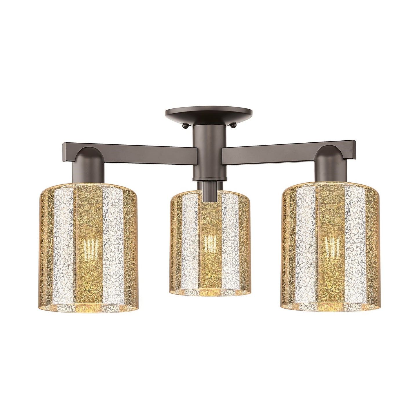 Innovations Cobbleskill 23in 3-Light Semi-Flush Mount | Industrial Oil Rubbed Bronze Steel and Mercury Glass | Entryway & Hallway | Model 716-3F-OB-G116