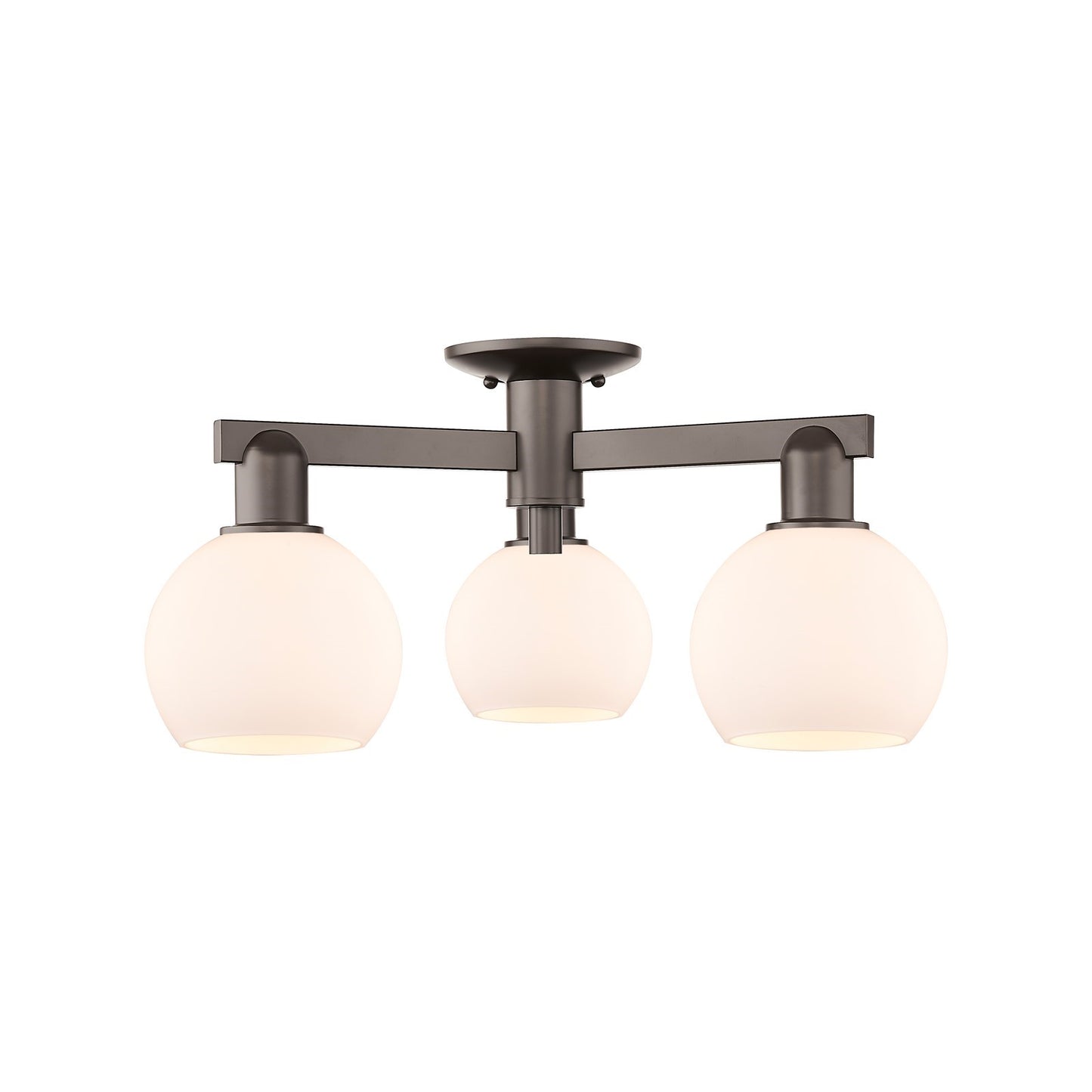 Innovations Athens 23in 3-Light Semi-Flush Mount | Industrial Oil Rubbed Bronze Steel and Matte White Glass | Entryway & Hallway | Model 716-3F-OB-G121-6