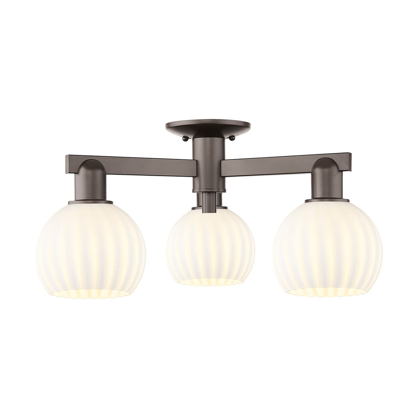 Innovations Lighting Arcadia 24in 3-Light Semi-Flush Mount | Industrial Oil Rubbed Bronze and White Venetian Glass | Kitchen & | Model 716-3F-OB-G1217-6WV