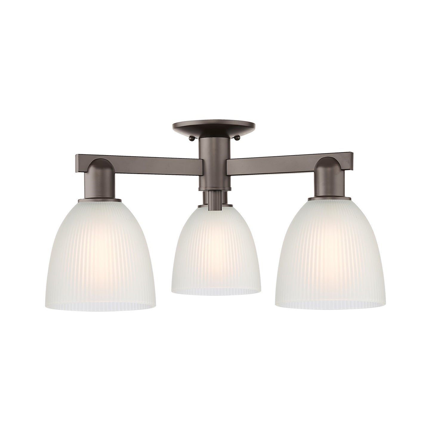 Innovations Castile 24in 3-Light Semi-Flush Mount | Industrial Oil Rubbed Bronze Steel and White Glass | Damp Rated Entryway & | Model 716-3F-OB-G381