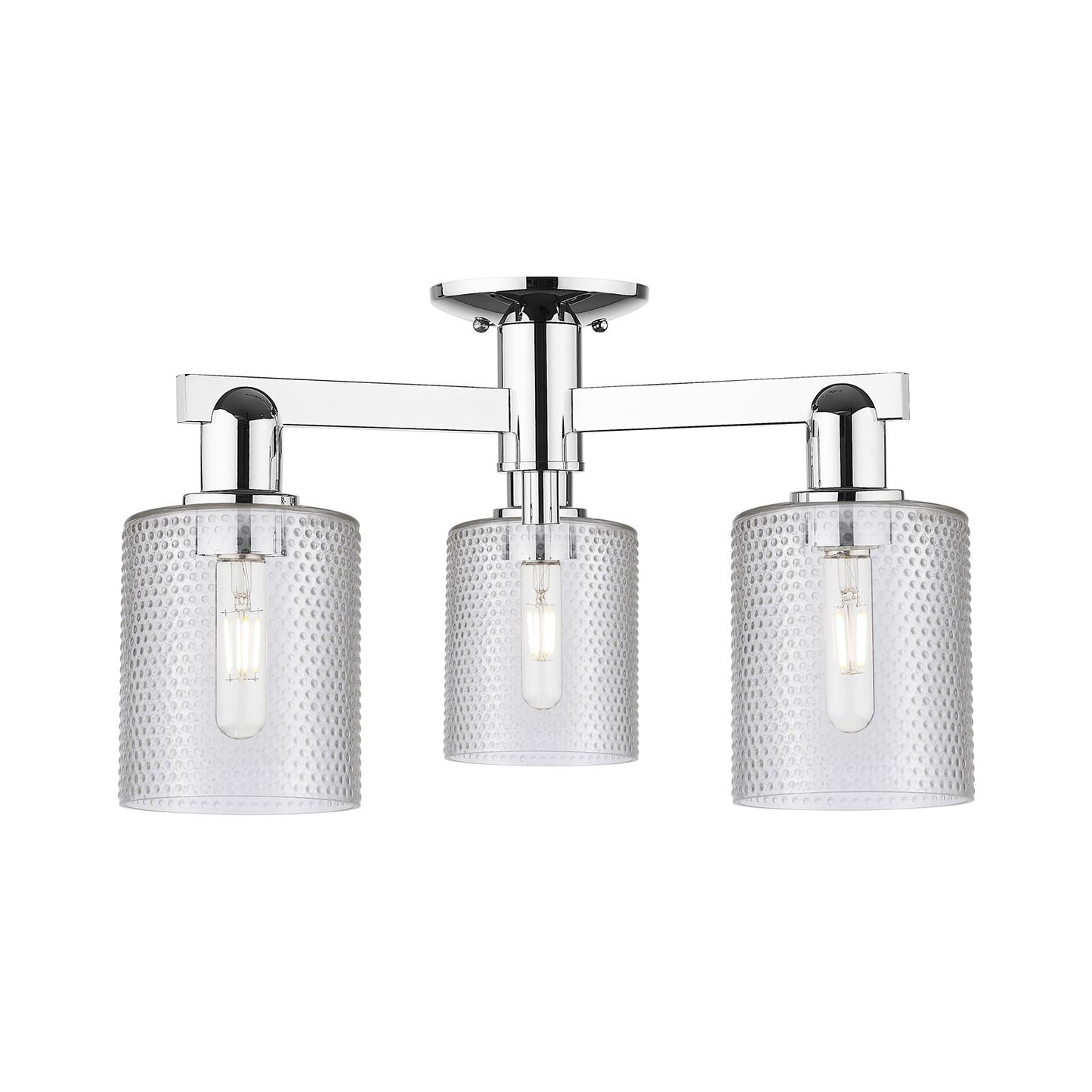 Innovations Cobbleskill 22.5in 3-Light Semi-Flush Mount | Industrial Polished Chrome Steel and Clear Glass | Entryway & Hallway | Model 716-3F-PC-G112