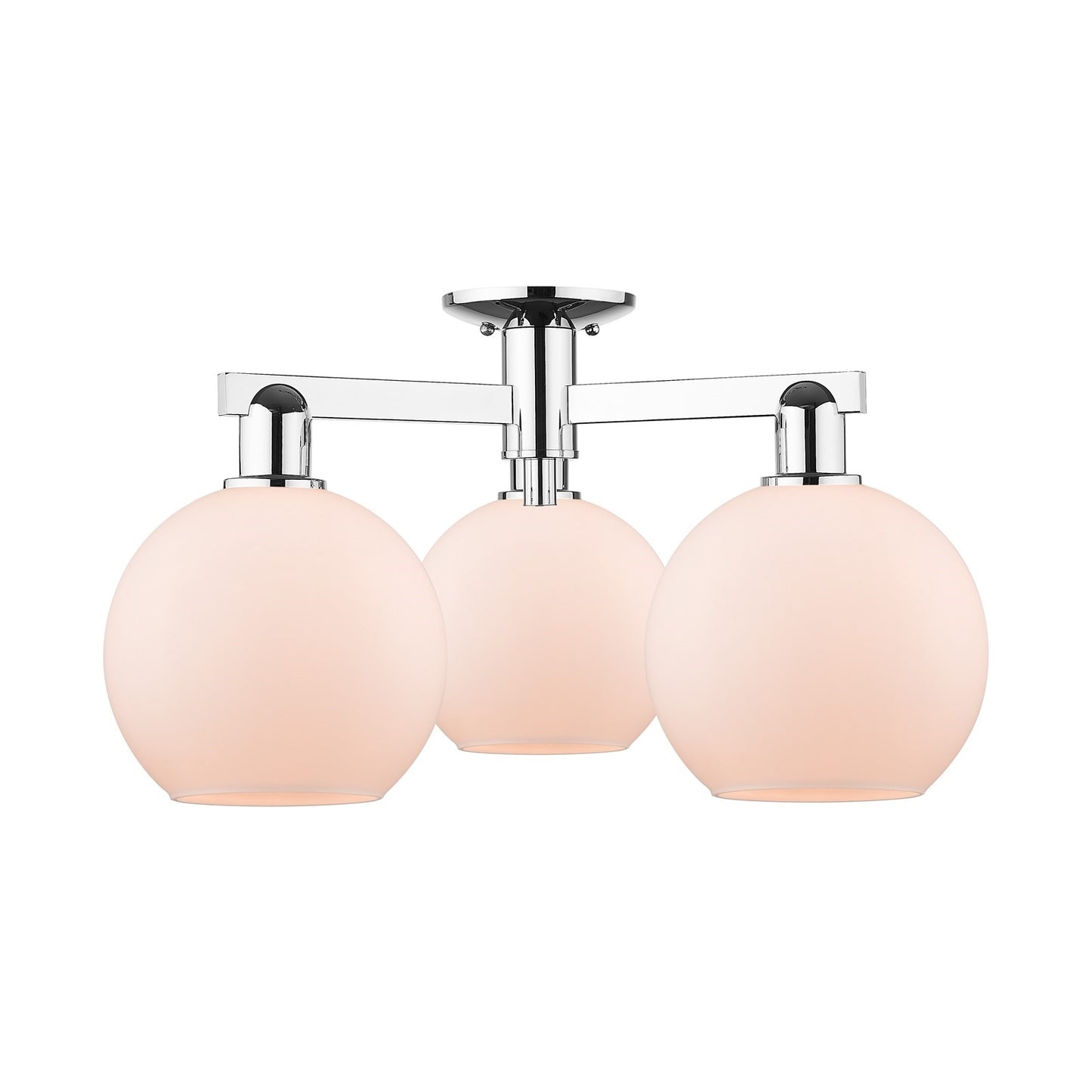 Innovations Athens 26in 3-Light Semi-Flush Mount | Industrial Polished Chrome and Matte White Glass | Kitchen & Hallway | 25.5 x | Model 716-3F-PC-G121-8