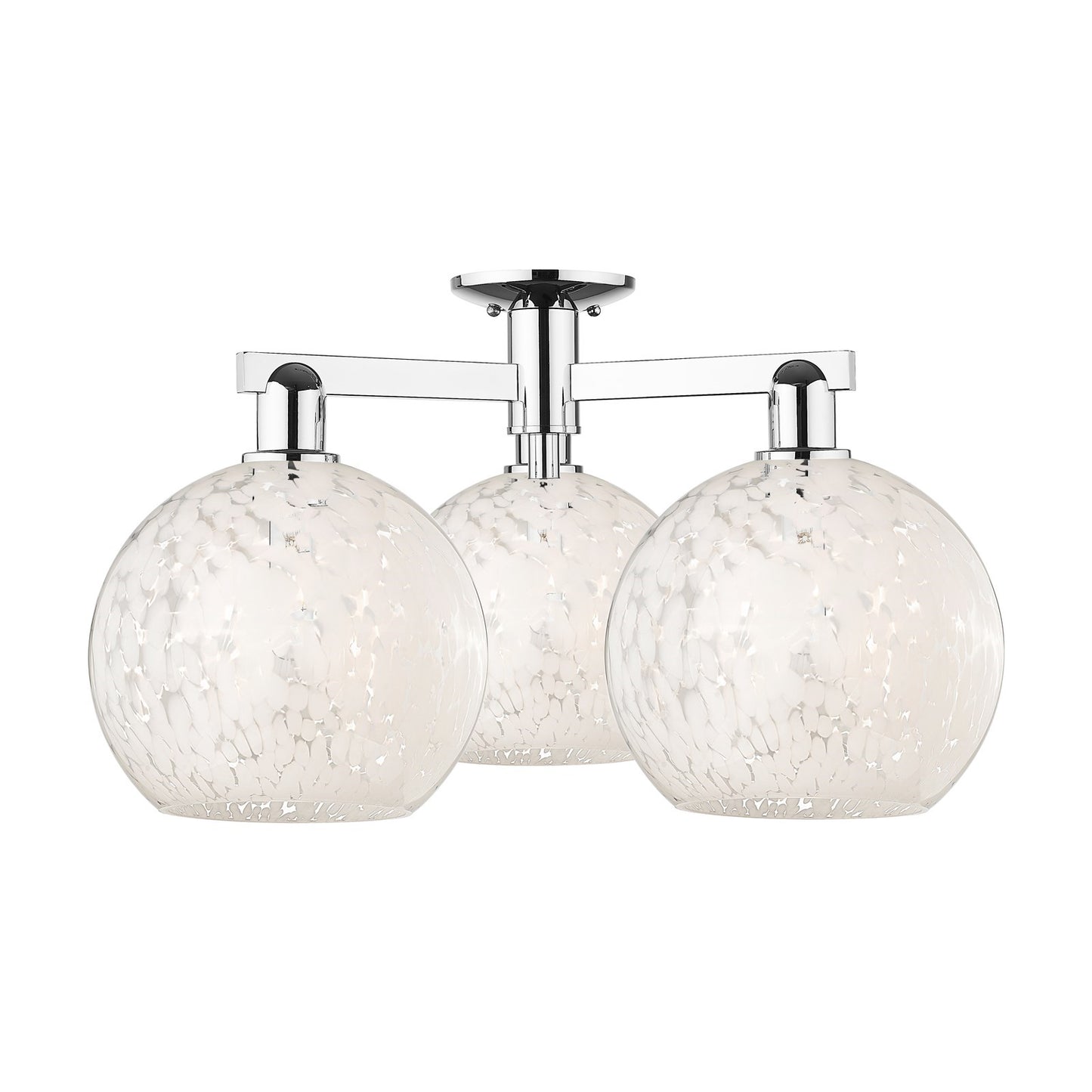 Innovations Lighting Arcadia 28in 3-Light Semi-Flush Mount | Industrial Polished Chrome and White Mouchette Glass | Entryway | Model 716-3F-PC-G1216-10WM