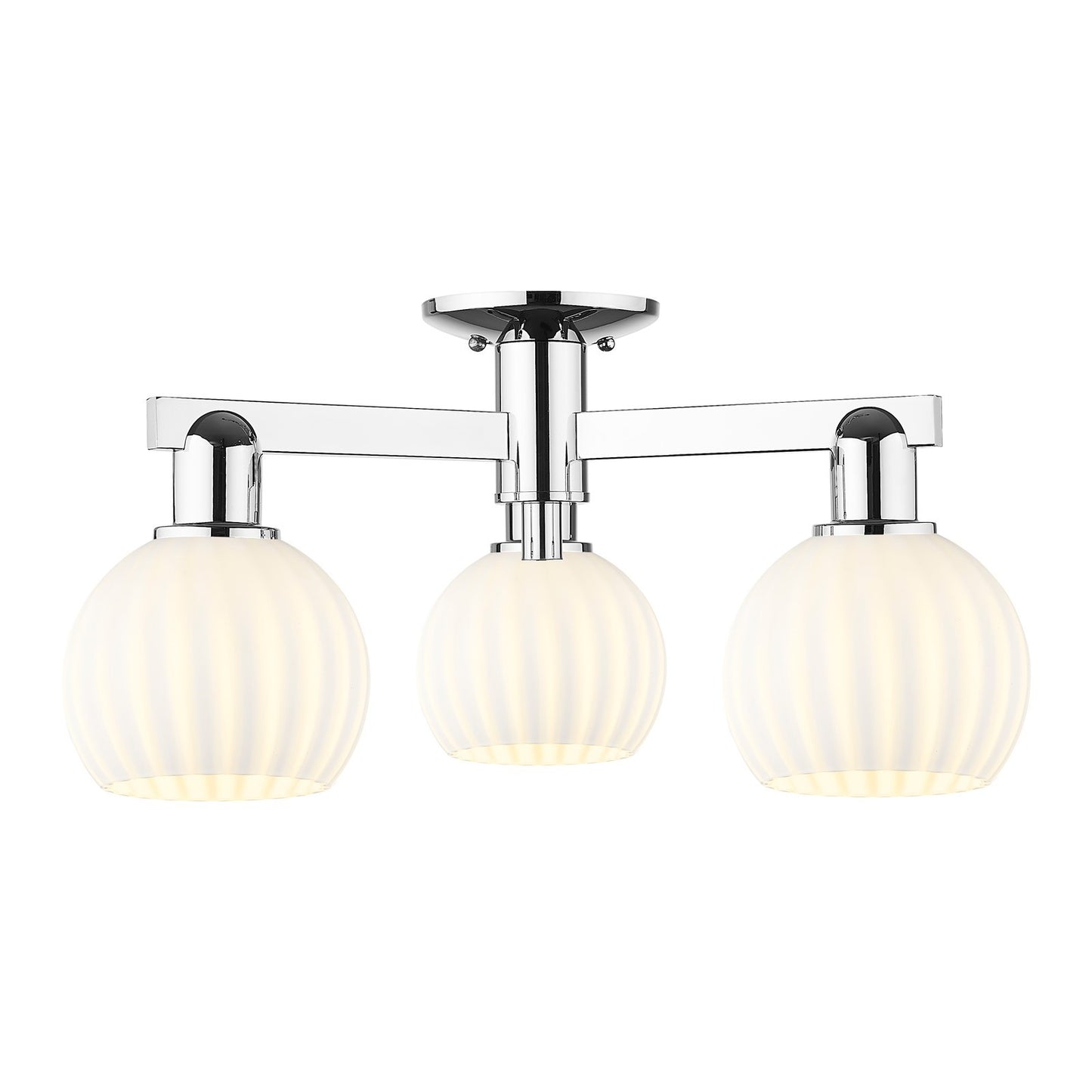 Innovations Lighting Arcadia 24in 3-Light Semi-Flush Mount | Industrial Modern Polished Chrome and White Venetian Glass | Model 716-3F-PC-G1217-6WV