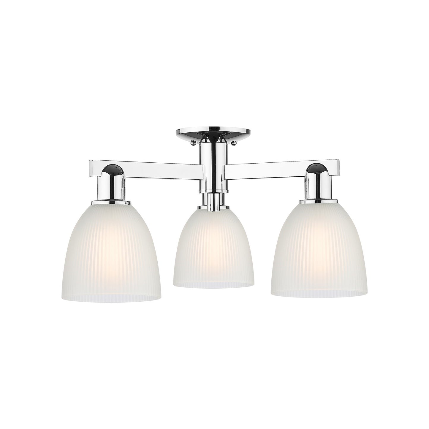 Innovations Castile 24in 3-Light Semi-Flush Mount | Industrial Polished Chrome and White Glass | Damp-Rated Entryway & Hallway | Model 716-3F-PC-G381