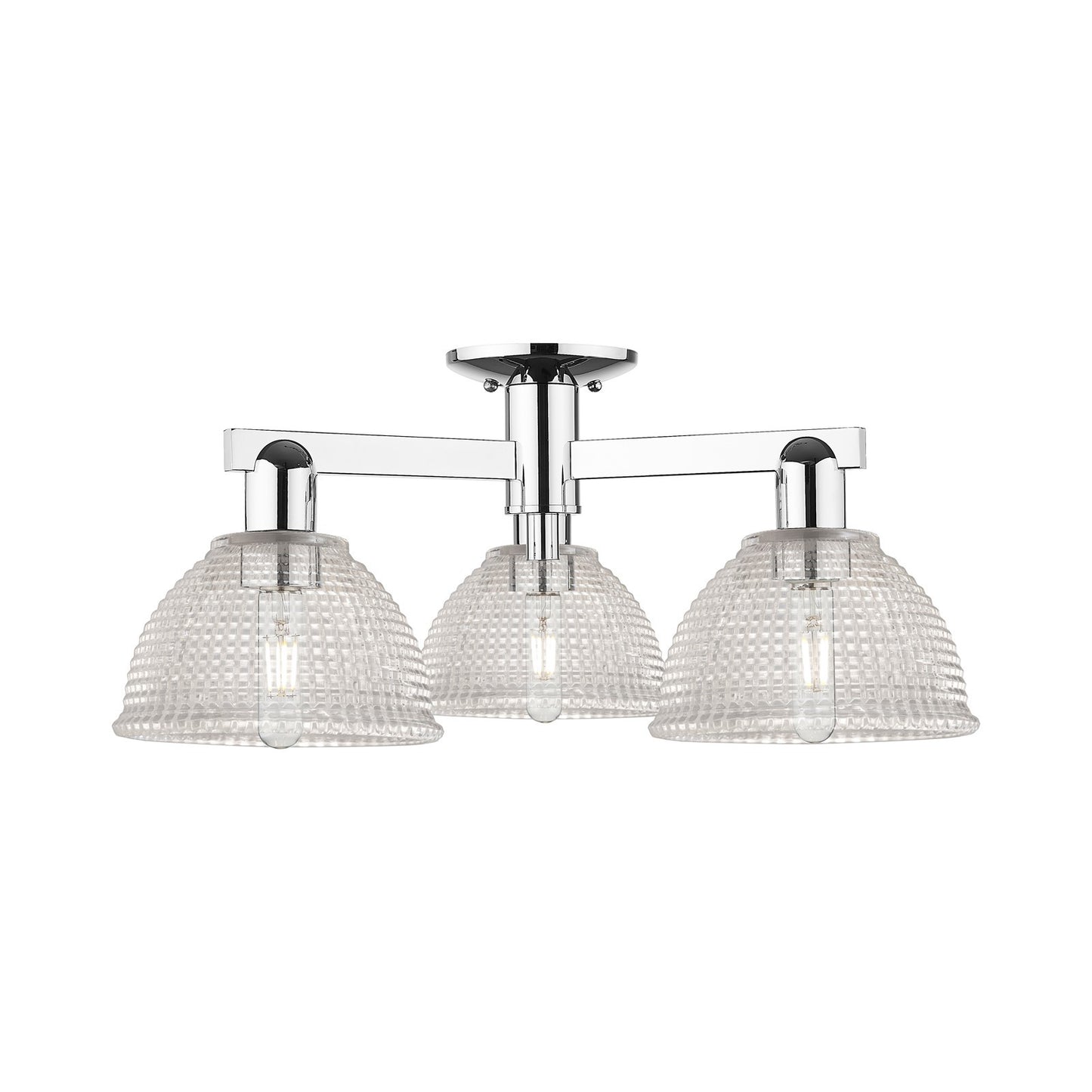 Innovations Arietta 26in 3-Light Semi-Flush Mount | Industrial Polished Chrome Steel and Clear Glass | Entryway & Hallway | 25.5 x | Model 716-3F-PC-G422