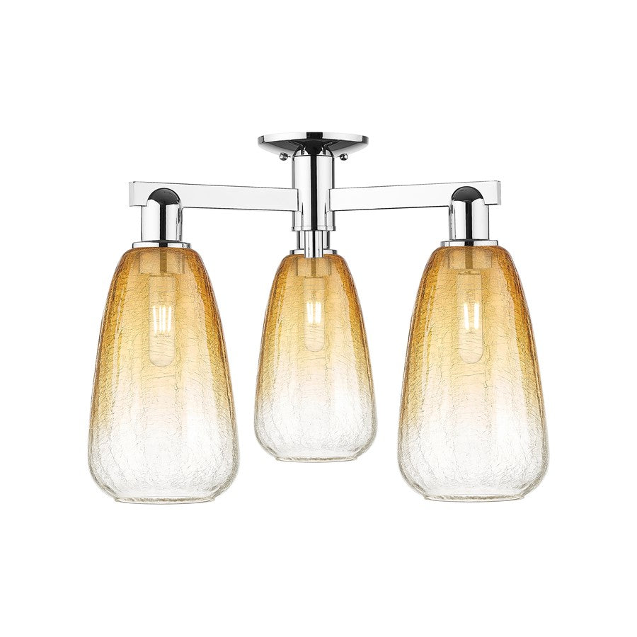 Innovations Brookhaven Almond 3Lt 24" Semi-Flush, Chrome/AM - 716-3F-PC-G480-6AM