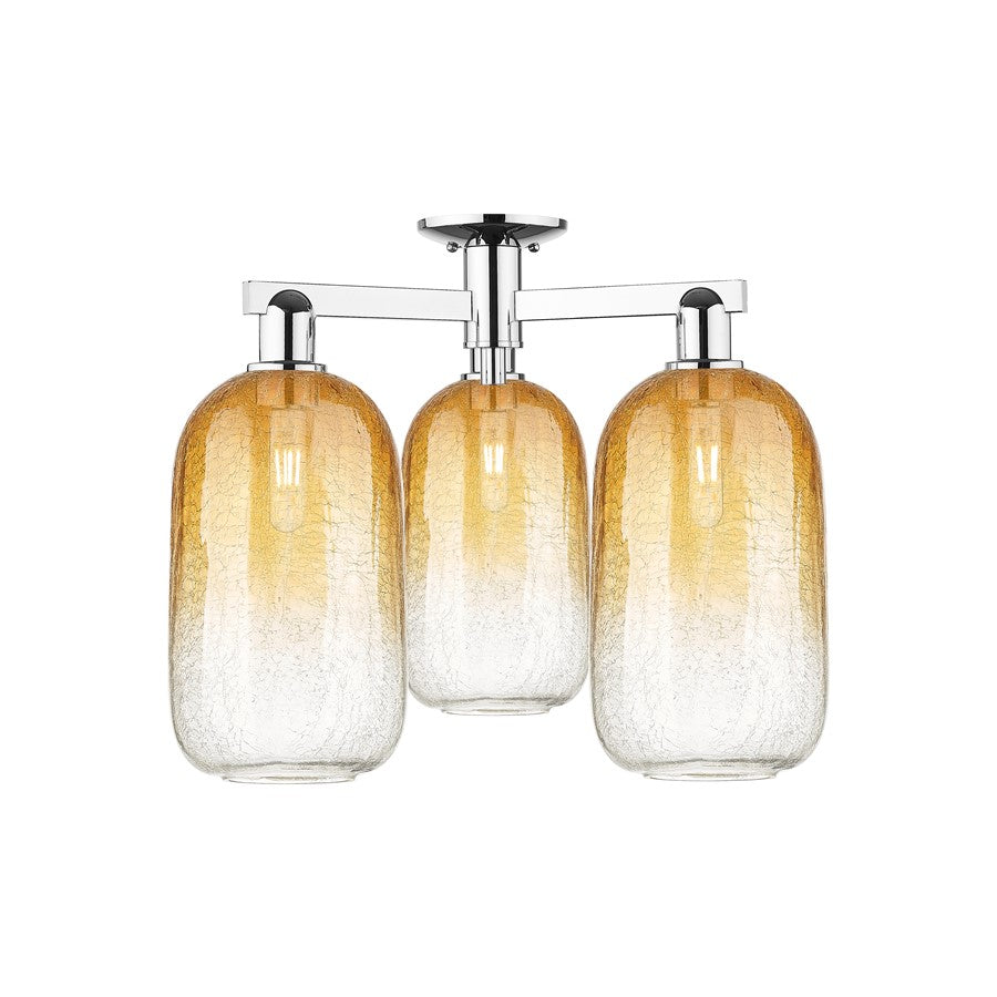 Innovations Brookhaven Cloche 3Lt 25" Semi-Flush, Chrome/AM - 716-3F-PC-G482-7AM