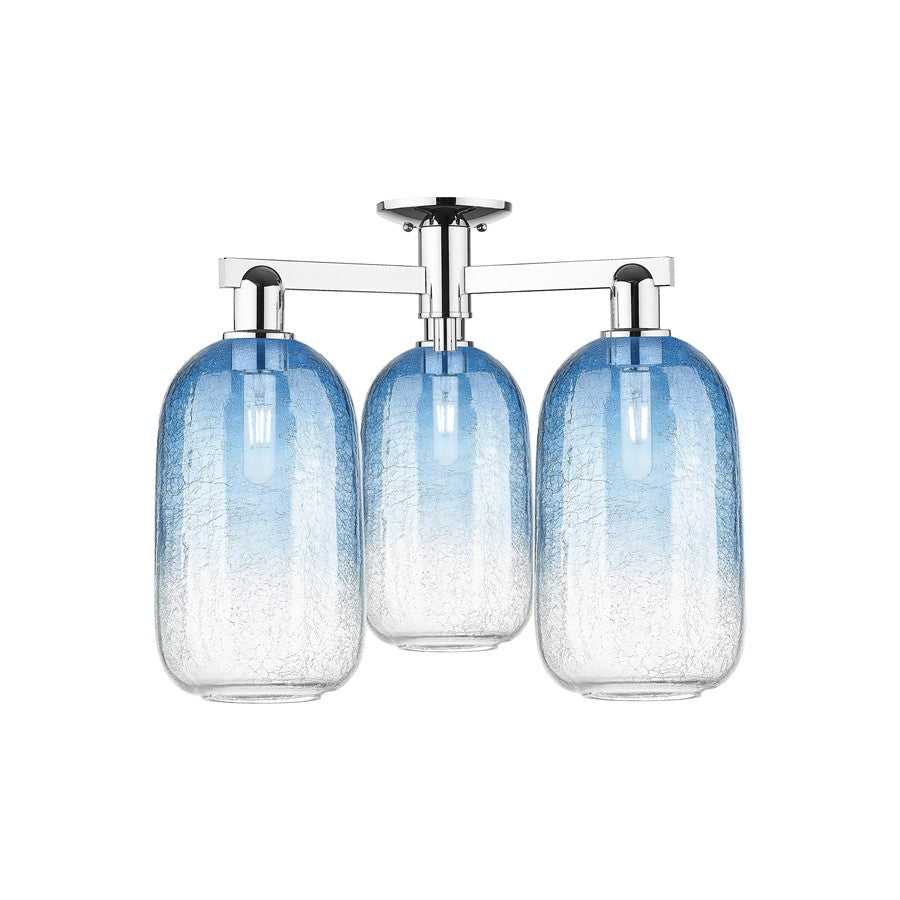 Innovations Brookhaven Cloche 3Lt 25" Semi-Flush, Chrome/SB - 716-3F-PC-G482-7SB