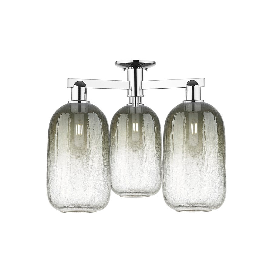 Innovations Brookhaven Cloche 3Lt 25" Semi-Flush, CH/SL - 716-3F-PC-G482-7SL