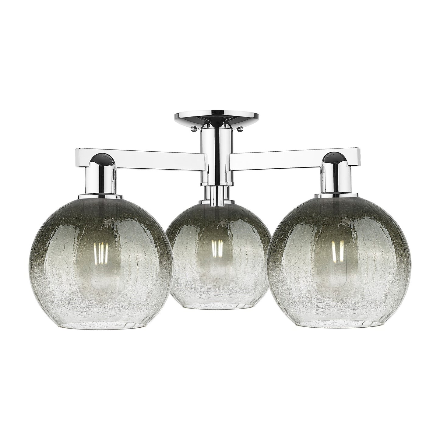 Innovations Brookhaven Globe 25in 3-Light Semi-Flush Mount | Industrial Polished Chrome and Slate Glass | Entryway & Hallway | Model 716-3F-PC-G483-8SL