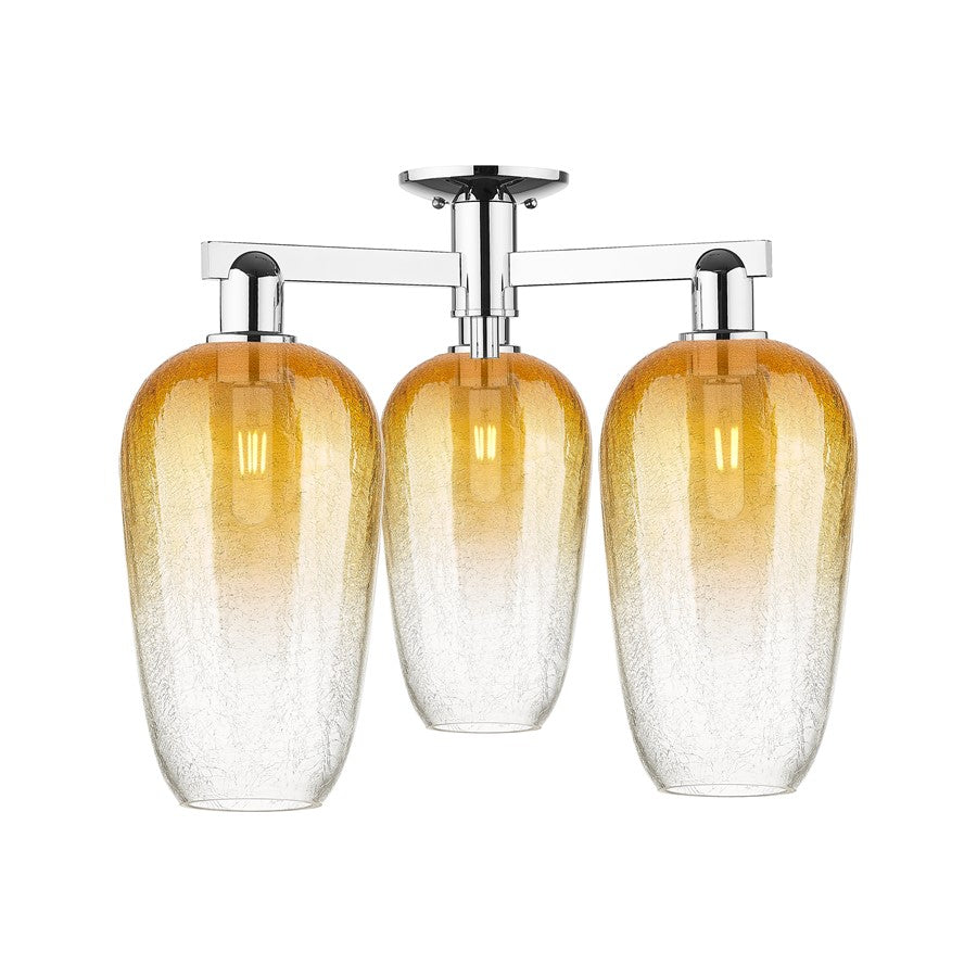 Innovations Brookhaven Flute 3Lt 25" Semi-Flush, Chrome/AM - 716-3F-PC-G484-7AM